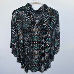 Speechless XL Multicolor Chevron Sequin Boho Poncho Top